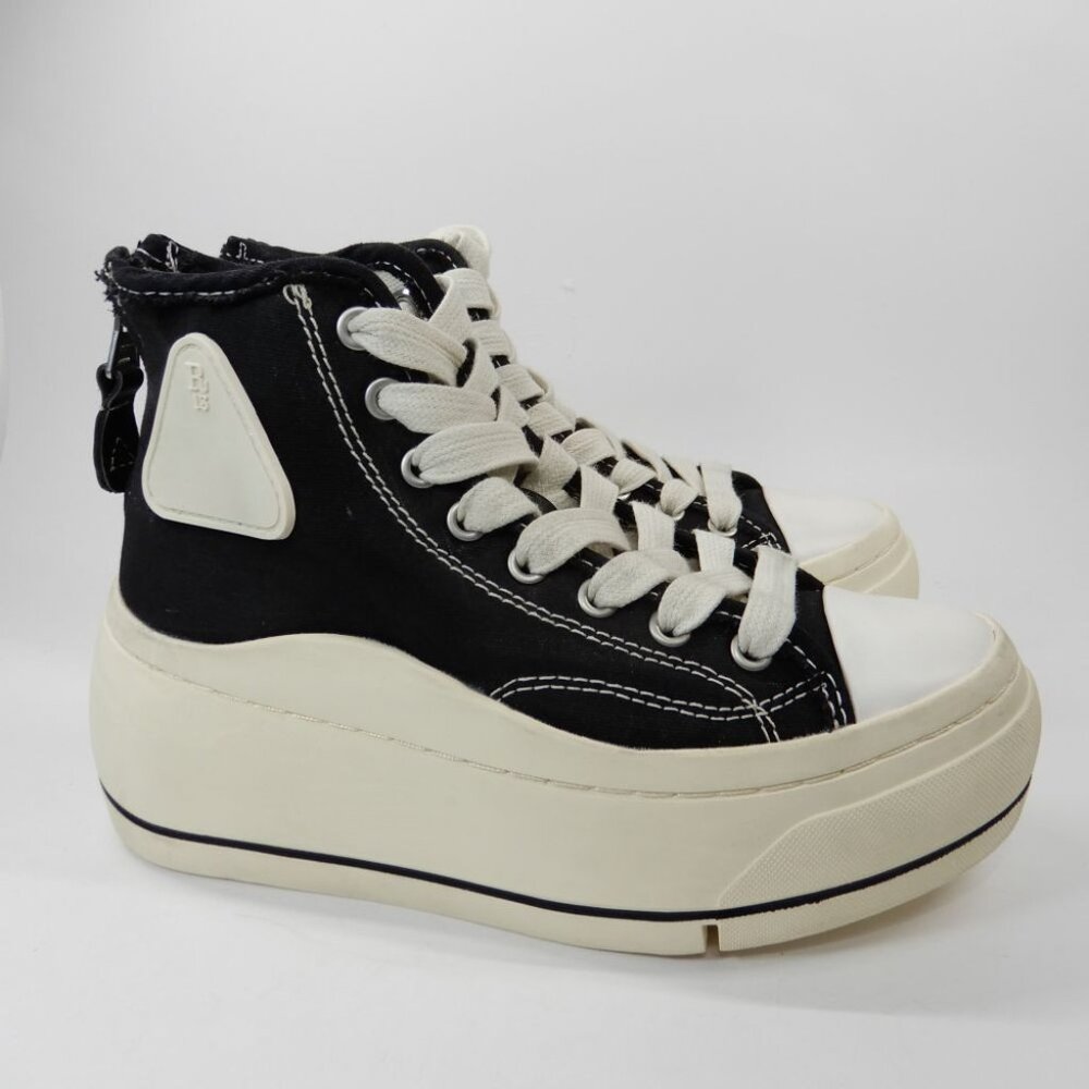 R13 Kurt High Top Platform Sneakers Size 5 Black Canvas Lace-Up Zip NEW $495 - Picture 5 of 16